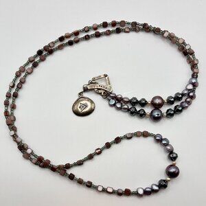 Silpada Sterling Silver Lariat Necklace Pearls Hematite Purple Gray N1784